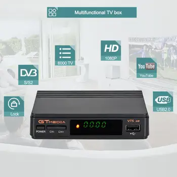 Gtmedia V7S 1080P Digitálny Receptor DVB-S2 Satelitný Prijímač Tv Tuner HD1008P Dekodér Biss VU PVR WiFi Youtube online filmy, TV