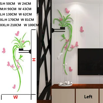 3D Orchidea Crystal Akryl Samolepky na Stenu Obývacia Izba, Spálňa, TV joj, Verandu Chlorophytum Kvetinové Tapety Dekor nástenná maľba Odtlačkový