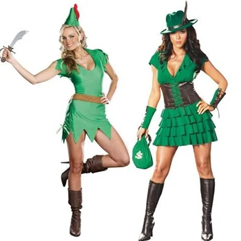 Dospelé Ženy, Halloween Cosplay Kostýmy Peter Pan Sprievodca Hrdinka Elf Maškarný Karneval Anime Kovboj Role-play, Oblečenie Set sa