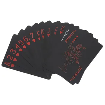 Čierne Plastové Poker Nepremokavé PVC Cool Čierna Červená/Modrá Fólia Hracie Karty Štandardnej Veľkosti 52+2 Poker Hry HOT