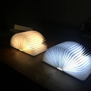 3D Tvorivé LED Knihe Svetla, 3 Farby RGB Drevená Kniha na Čítanie Prenosné Nočné Svetlo USB Nabíjateľné Lampa na Stôl, stolná Lampa Izba Dekor