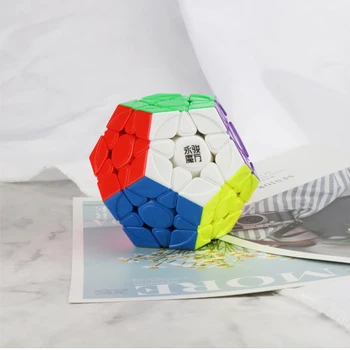 YongJun YuHu M Mega 3x3x3 Magnetické Cube Stickerless YJ 3 vrstvy v tvare dvanás ť stena 12 stranách Puzzle Magic Cube Nálepky, baby, deti hračky