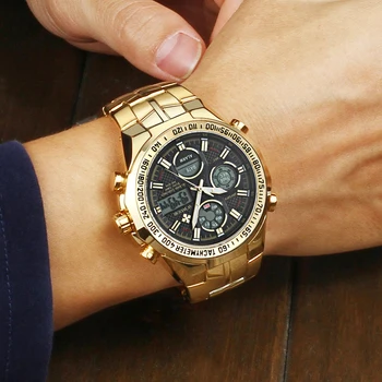 WWOOR Relogio Masculino Top Značky Luxusné Hodinky Pánske Zlaté Hodinky z Nerezovej Ocele Vojenské Náramkové hodinky Veľké Dial Hodiny Muž 2019