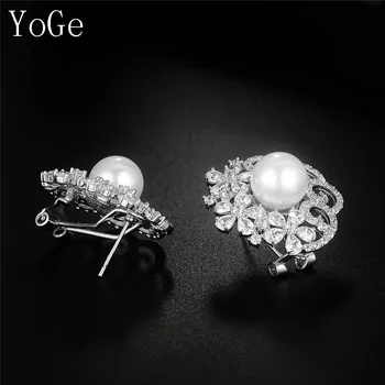 YoGe vyhlásenie Svadobné&Party Šperky, E0909 módne AAA CZ kameňa a biele peal veľké stud náušnice