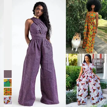 Nové Africký štýl jeseň oblečenie novú digitálnu tlač žien sexy Africký štýl obväz multi-oblečenie, nočný klub jumpsuit