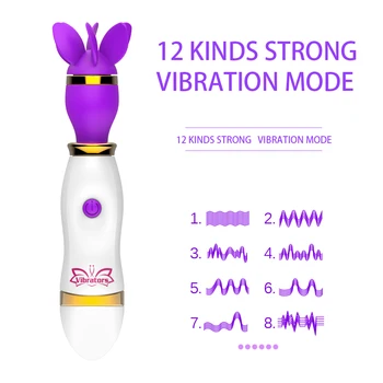 IKOKY 12 Rýchlosť Bradavky Stimulátor Klitorisu AV Stick 360 Stupňov Rotácie Žena Masturbator Jazyk Lízanie Vibrátor
