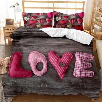 Romantický Perinu+ obliečka na Vankúš 2/3ks HD Digital Print Srdce posteľná bielizeň Nastaví Vlastnú posteľ NÁS/AU/EÚ veľkosť 11 Veľkosť 12 štýl