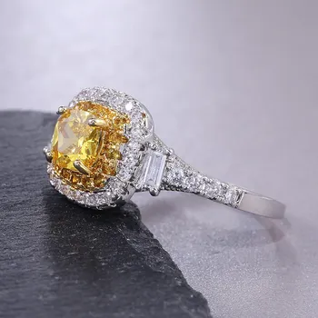 Nové Jemné Prírodné cz kamenný Kruh, 925 Sterling Silver Prstene Zásnubné crystal Strieborný Prsteň žlté Quartz Krúžok Pre Ženy Šperky