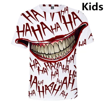 3, do 14 rokov, deti t tričko HAHA Joker 3d vytlačené tričko t-shirt chlapcov dievčatá, Krátky Rukáv, Kreslené tričká Topy deti Oblečenie