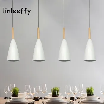 Moderný minimalistický Dreva prívesok Lampy Bar Reštaurácia Hanglamp Dekor E27 Nordic Prívesok svetlá Umelecké Módne závesné lampy