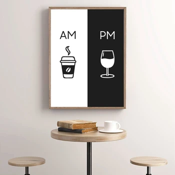Moderné Nástenné Art Obraz Som Kávy PM Víno Prihlásiť Plagáty a Vytlačí Kuchyňa, Reštaurácia, Nordic Štýl Plátno na Maľovanie Cuadros Dekor