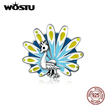 WOSTU Modrá Páva Kúzlo 925 Sterling Silver Smalt Perličiek Prívesok Fit Originálny Náramok, Náhrdelník Nové Trendy 2020 Šperky CQC1644