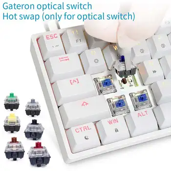 GK61 61 Klávesov RGB Mechanical Gaming Keyboard Type-C Hot Swap Gateron Optické Prepínanie Programovateľné 60% Rozloženie Herné Klávesnice