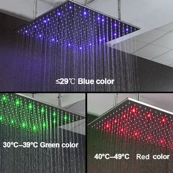 Kúpeľňa Daždi Systém 16/20/24 Palcový Stropné LED Sprcha Hlavu Panel na Stenu, Termostatické Skryté Mixér Kohútikov Chrome