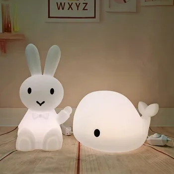 Králik Bunny Zajac Dieťa Lampy, Nočné Svetlo Stmievateľné USB Lampa Tvorivé Cartoon Zvierat Darček Pre Deti Deti Spálňa LED stolná Lampa