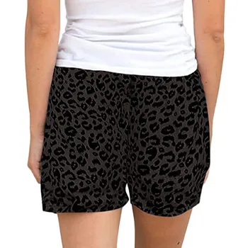Leopard Šortky Ženy Plus Veľkosť Pantalon Corto Deporte Mujer Pohodlný Šnúrkou Spájať Bežné Elastický Pás Pocketed Voľné Šortky