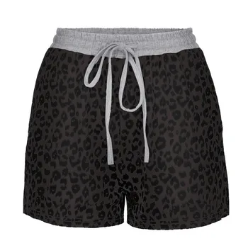Leopard Šortky Ženy Plus Veľkosť Pantalon Corto Deporte Mujer Pohodlný Šnúrkou Spájať Bežné Elastický Pás Pocketed Voľné Šortky