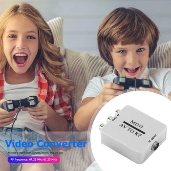 2020 Mini HD Video Converter Box RCA AV CVSB do RF Video Adaptér Converter Podporuje MHz 61.25 67.25 TV Prepínač