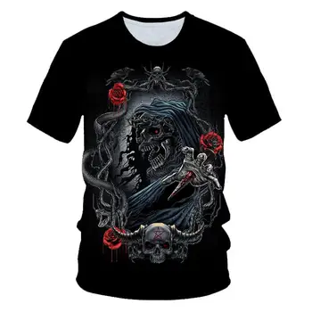 Lebka krásy rock cool 3D T-shirt pánske motocykel punk 3D vytlačené T-shirt pánske oblečenie t-shirt letné top pánske módne Gotický