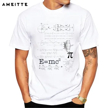 Novinky E sa rovná mc2 Dizajn T-Shirt pánske Matematik T Shirt Lete Kvalitné Lumbálna Krátke Sleeve Tee Košele