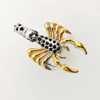 Vintage strieborná farba Scorpion prstene pánske Black CZ kamene z nehrdzavejúcej ocele v pohode zvierat scorpion krúžky BKRG0001