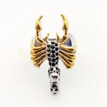 Vintage strieborná farba Scorpion prstene pánske Black CZ kamene z nehrdzavejúcej ocele v pohode zvierat scorpion krúžky BKRG0001
