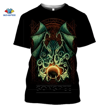 SONSPEE Cthulhu A Lovecraft Miskatonic T-Shirt Pre Mužov Call Of Cthulhu Vtipné Tričko Crewneck Letné Top 3D Print T Shirt Ženy