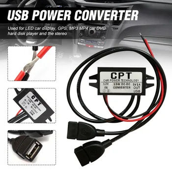 Dual Double 2 USB DC-DC Auto Converter Modul 12V 5V 3A 15W Napájací Adaptér slúži pre LED Auto Displej GPS prepätiu Ochrana