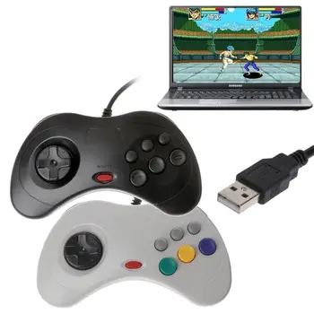 USB Klasický Gamepad Radič Káblové Herný ovládač Joypad pre Sega Saturn PC