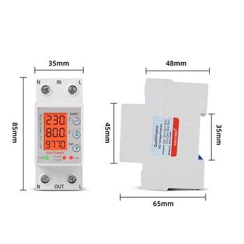 3in1 LCD Displej 220V Nastaviť Nad a Pod Chránič Napätie Relé Aktuálne Ochrana Zariadenia Voltmeter Ammeter Energie kWh Meter