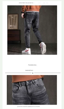 2021 Čierne pánske Nohavice Pánske Streetwear módy Jeseň/Zima Roztrhané kórejský Ísť S niečím Voľný čas Malé Nohy Džínsy pre Mužov