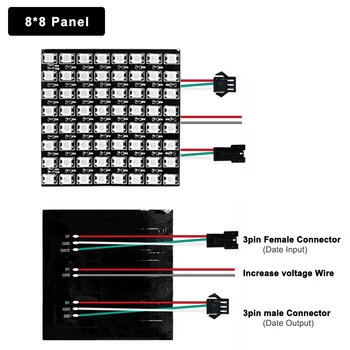 DC5V WS2812 Samostatne Adresovateľný Modul Matrix Displej WS2812B Digitálne Flexibilné LED Pixel Panel 8x8/16x16/8x32
