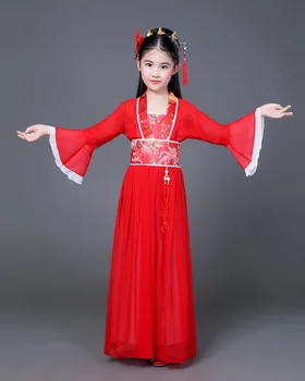 Dlhé Závoje Rukáv Čínskej Dynastie Han Víla Halloween Šaty Dievčatá Nový Rok Kostýmy pre Dievčatá Šaty Party Šaty Zelená Červená Ružová