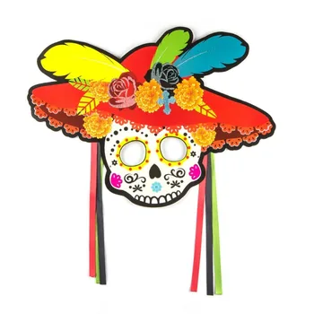 Balenie 4pcs Deň Mŕtvych Dekorácie Halloween Masky Strana navrhne Mexickej Lebky Maska Cukru Lebky Masky Photo Booth Rekvizity