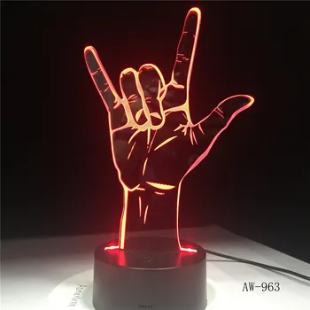 3D Optické Ilúzie, Milujem ťa v posunkovom Jazyku Stolové Lampy, Nočné Svetlo USB Romantický Priateľmi Deti Narodeninám Office Svetlo AW-963