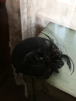 Britský lady elegantné Závoj Fascinator Klobúk Koktail Svadobné Party Cirkvi Headpiece kentucky pokrývku hlavy Vlna Cítil Beret Spp