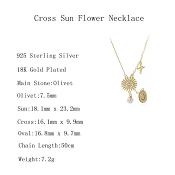 Silvology 925 Sterling Silver Cross Slnko Veniec Náhrdelník Zlata, Tvorivé Strapec Módny Náhrdelník Prívesok Pre Ženy Šperky Darček