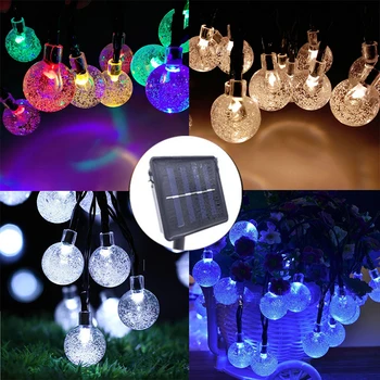 Nové Solárne LED osvetlenie Crystal Ball 5M / 22M LED Reťazec Svetlo Víla Svetla Slnečnej Garland Záhrada Vianočné Dekorácie Vonkajšie