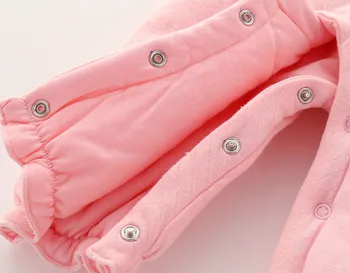 Zimné Novorodenca Dievča Oblečenie Čalúnená Outwear Čipky Luk Zahustiť Teplé Jumpsuit Oblečenie Sady Dievčatá Kombinézu+ Čiapky