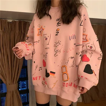 Kórejská verzia nové módne roztomilý vzor Harajuku sveter streetwear veľkosť punk oblečenie, sveter tepláková súprava top iny