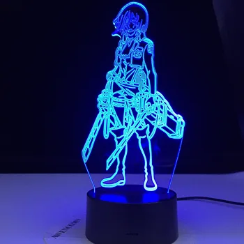Útok na Titan Mikasa Ackermana Obrázok Deti 3d Lampa Nočného pre Miestnosti Dekorácie Led Farby Meniace Nočné Svetlo Anime Darček