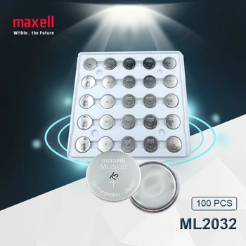 100pc Maxell Pôvodné ML2032 3V Nabíjateľné lítiové batérie tlačidlo bunky gombíkové batérie (ML2032)