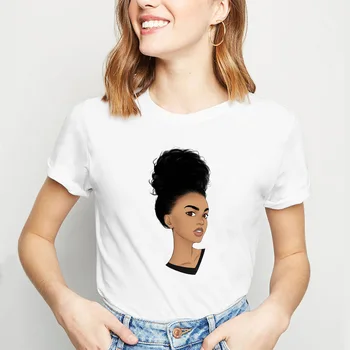 Melanín Poppin T-shirt Ženy Letné Tričká Bavlnené Biele tričko Modálne Africký Čaj Vysokej Kvality, Módnych Lady Bežné Tričko FJ-B168