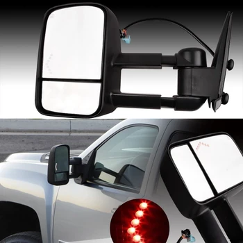 Vlečenie Zrkadlá Nastaviť Ťažné Sily Vyhrievané LED Signál Pár vhodné Pre 2003-2006 Silverado Tahoe Pickup