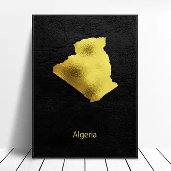 Zlaté Mapu Umenie Alžírsko Plátno Na Maľovanie Na Stenu Umenie Fotografie Vytlačí Domova Stene Plagát, Dekorácie Pre Obývacia Izba