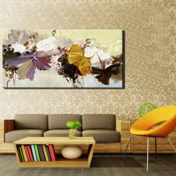 Moderné Abstraktné Maliarske Plátno na Stenu Umenie Plagátu Ručne Maľované Kvety tlač na Plátno Pre Obývacia Izba Domáce Dekorácie-70x140cm