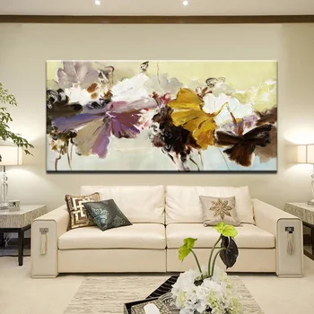 Moderné Abstraktné Maliarske Plátno na Stenu Umenie Plagátu Ručne Maľované Kvety tlač na Plátno Pre Obývacia Izba Domáce Dekorácie-70x140cm