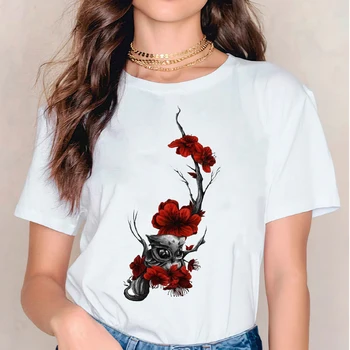 Ženy 2020 Bežné Sova Kvet Lady Letné Jarné Tričko Oblečenie Dámske Tričká Dámske Grafické Ženský Čaj T-Shirt Oblečenie