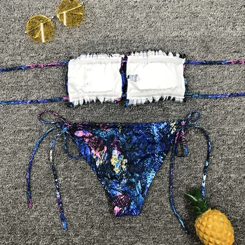 Peachtan Sexy micro bikini 2020 mujer Reťazec dvoch kus vyhovovali Off-ramenný plavky High cut bikini String plavky biquini
