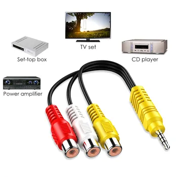 3,5 MM 3 RCA Kábel, Video Komponentný AV Kábel Adaptéra pre TCL TV 3,5 mm RCA červená, biela a žltá samica video kábel TV